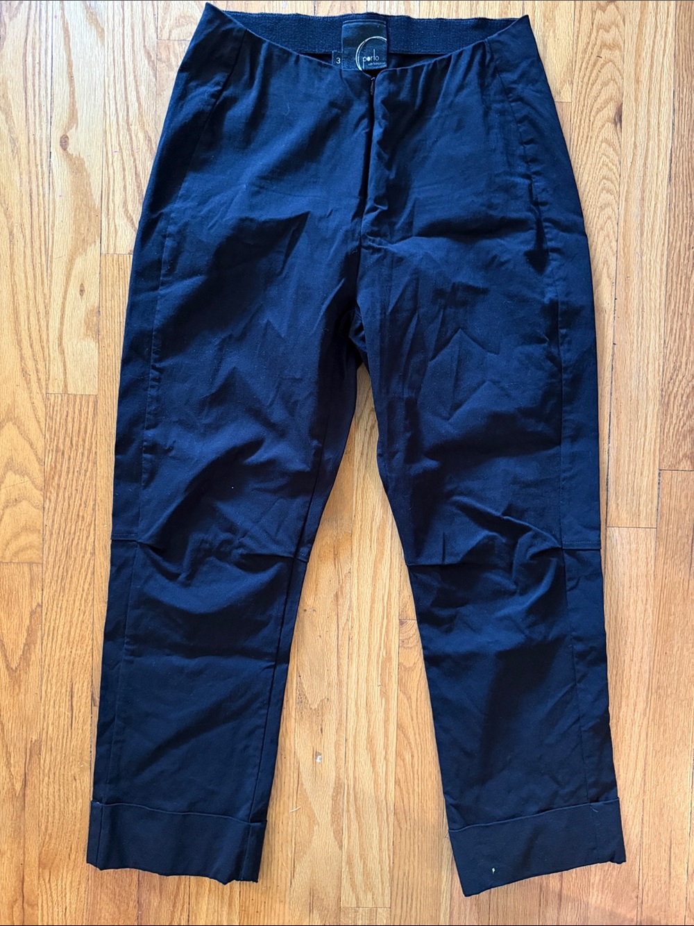 Porto sz 3 or L Black Trouser Pants cuffed elastic waist 15.5”x10”x27” travel